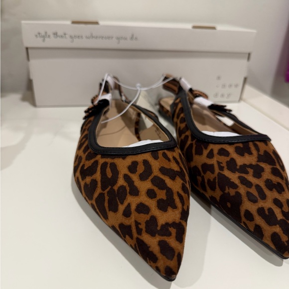Leopard Animal Print London Slingback Flats with Bow size 7 1/2 NWT - Picture 4 of 5